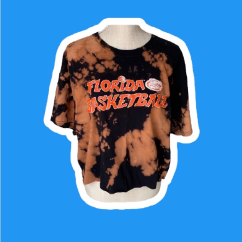 FLORIDA BASKETBALL Reverse Bleach Tie Dye Cropped T-Shirt